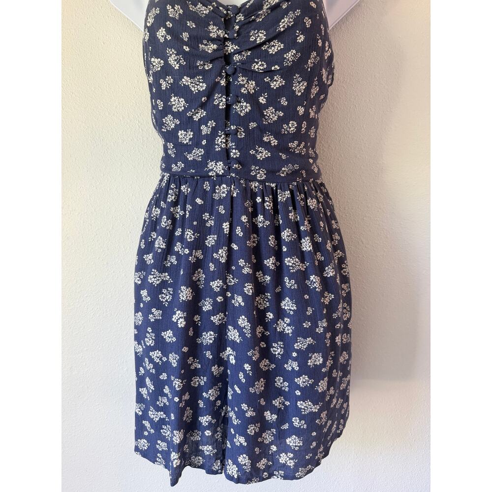 Blue Floral Spaghetti Strap Sweetheart Neckline Cottagecore Boho Romper Size Med